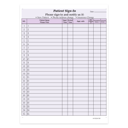 HIPAA Compliant Patient/Visitor Privacy 2-Part Sign-In Sheets, 8-1/2in x 11in, Purple, Pack Of 500 Sheets