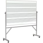 Ghent Reversible Two-Sided Magnetic Dry-Erase Whiteboard, Porcelain, 78-1/4in x 53-1/4in, White, Satin Metal Frame