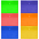 JAM Paper Plastic Envelopes, 9-3/4in x 13in, Hook & Loop Closure, Assorted Colors, Pack Of 6 Envelopes