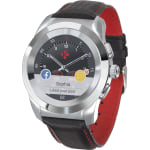 MyKronoz ZeTime Premium Hybrid Smartwatch, Regular, Polished Silver/Black Carbon Red, KRZT1RP-PSL-BKCAR