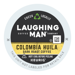 Laughing Man Single-Serve Coffee K-Cup Pods, Dark Roast, Columbia Huila, Carton Of 22