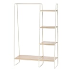 IRIS Metal Garment Rack With Wood Shelves, 59-1/2inH x 39-13/16inW x 15-3/4inD, White/Light Brown