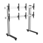 Mount-It! 2x2 Quad-Display Stand With Locking Casters, Silver