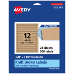 Avery Kraft Permanent Labels With Sure Feed, 94119-KMP25, Rectangle, 5/8in x 7-1/2in, Brown, Pack Of 300