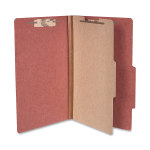 ACCO Durable Pressboard Classification Folders, Legal Size, 2in Expansion, 1 Partition, 60% Recycled, Earth Red, Box Of 10