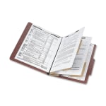 ACCO Durable Pressboard Classification Folders, Legal Size, 3in Expansion, 2 Partitions, 60% Recycled, Earth Red, Box Of 10