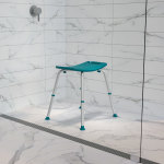 Flash Furniture Hercules Adjustable Bath And Shower Chair With Non-Slip Feet, 21-1/2inH x 19inW x 17inD, Teal