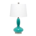 Lalia Home Glass Dollop Table Lamp, 23-1/2inH, White Shade/Teal Base