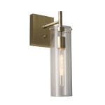 Adesso Dalton Wall Lamp, 4-1/2inW, Clear Glass Shade/Brass Base