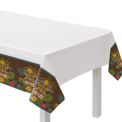 Amscan Vintage Tiki Plastic Table Covers, 54in x 84in, Pack Of 2 Covers