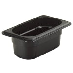 Cambro H-Pan High-Heat GN 1/9 Food Pans, 2inH x 4-1/4inW x 6-15/16inD, Black, Pack Of 6 Pans