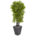 Nearly Natural Bamboo Tree 61inH Plastic Artificial Plant With Planter, 61inH x 25inW x 20inD, Green/Gray