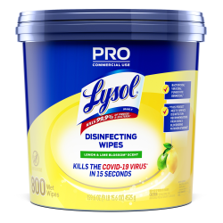 Lysol Disinfecting Wipe Bucket w/Wipes - Lemon & Lime Blossom Scent - 8in Length x 6in Width - 800 Each - White