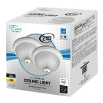 Euri Indoor Round LED Ceiling Light Fixtures, 11in, Dimmable, 3000K, 11 Watts, 900 Lumens, White/Etched Glass, Pack Of 2 Fixtures