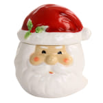 Gibson Home Joyful Santa Durastone Cookie Jar, 6-3/4inH x 5-1/2inW x 5inD, Red/White