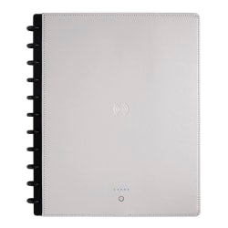 TUL Wireless/Wired Charging Discbound Notebook, Leather Cover, Letter Size, Gray