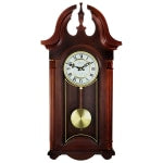 Bedford Clocks Wall Clock, 26-1/2inH x 12-1/2inW x 2-1/4inD, Cherry Oak