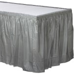 Amscan Plastic Table Skirts, Silver, 21' x 29in, Pack Of 2 Skirts