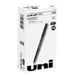 uni-ball Onyx Rollerball Pens, Fine Point, 0.7 mm, Black Barrel, Black Ink, Pack Of 12