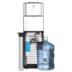 Avalon Bottom-Loading Water Cooler/Dispenser, 41inH x 12inW x 13inD, Silver