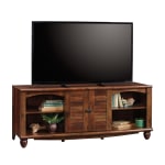 Sauder Harbor View Entertainment Credenza For 60in TVs, 25-3/8inH x 62-5/8inW x 21-5/8inD, Curado Cherry