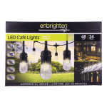 Enbrighten LED Cafe Lights, 48ft, Indoor/Outdoor, Black Cord/Multicolor Lights