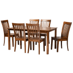 Baxton Studio Erion 7-Piece Dining Set, Walnut Brown