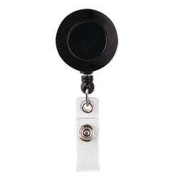 Office Depot Brand Swivel Alligator Clip Badge Reel, Black