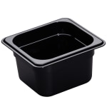 Cambro H-Pan High-Heat GN 1/6 Food Pans, 4inH x 6-3/8inW x 6-15/16inD, Black, Pack Of 6 Pans