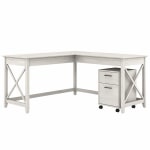 Bush Business Furniture Key West 60inW L-Shaped Corner Desk With 2-Drawer Mobile File Cabinet, Linen White Oak, Standard Delivery