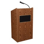 Oklahoma Sound The Aristocrat Sound Lectern With Sound & Wireless Tie Clip/Lavalier Microphone, Medium Oak