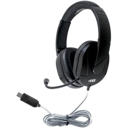 Hamilton Buhl MACH-2 Deluxe-Sized Multimedia Headset With Steel-Reinforced Gooseneck Mic - Stereo - USB Type A - Wired - 32 Ohm - 50 Hz - 20 kHz - Over-the-head - Binaural - Ear-cup - 5 ft Cable - Omni-directional, Noise Cancelling Microphone - Black