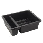 Winco 2-Compartment Divided Bus Tub, 6-1/2inH x 16-13/16inW x 21inD, Black