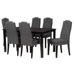 Baxton Studio Dylin 7-Piece Dining Set, Dark Gray/Dark Brown