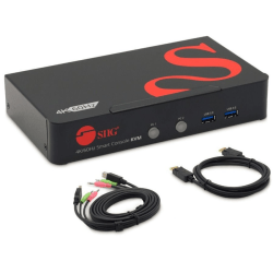 SIIG 2 Port 4K 60Hz DisplayPort 1.2 KVM Switch With USB 3.0 Hub/Audio/Hotkey/Manual Switching