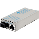 Omnitron miConverter 10/100 Ethernet Single-Fiber Media Converter RJ45 SC Single-Mode BiDi 20km - 1 x 10/100BASE-TX, 1 x 100BASE-BX-D (1550/1310), US AC Powered, Lifetime Warranty