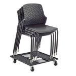 Safco Next Plastic Seat, Plastic Back Stacking Chair, 18 1/2in Seat Width, Black Seat/Black Frame, Quantity: 4