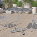 Flash Furniture Square Metal Indoor/Outdoor Table, 27-1/2inH x 27-1/2inW x 27-1/2inD, Silver