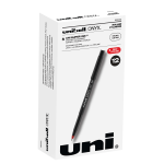 uni-ball Onyx Rollerball Pens, Micro Point, 0.5 mm, Black Barrel, Red Ink, Pack Of 12