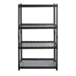 Hirsh Iron Horse 2300 Steel Wire Deck Shelving Unit, 4 Shelves, 60inH x 36inW x 18inD, Black