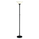 Adesso Aries 300W Torchiere Floor Lamp, 73inH, White Shade/Black Base