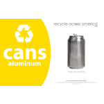 Recycle Across America Aluminum Cans Standardized Recycling Labels, CANS-5585, 5 1/2in x 8 1/2in, Yellow