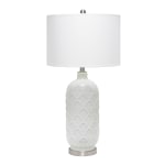 Lalia Home Argyle Classic Table Lamp, 29-1/4inH, White Shade/Brushed Nickel Base