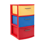 Inval By MQ Polypropylene Resin Storage Cabinet, 3 Drawers, 23-15/16inH x 13inW x 15inD, Blue/Red/Yellow