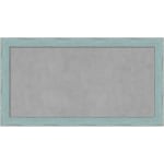 Amanti Art Magnetic Bulletin Board, Steel/Aluminum, 26in x 14in, Sky Blue Rustic Wood Frame