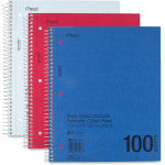 Mead Mid-Tier Notebook, 8-1/2in x 11in, 1 Subject, College Rule, 100 Sheets, Assorted