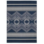 Linon Washable Outdoor Area Rug, Perilli, 5ft x 7ft, Navy/Ivory