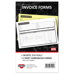 COSCO Service Invoice Form Book With Slip, 3-Part Carbonless, 5-3/8in x 8-1/2in, Artistic, Book Of 50 Sets