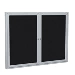 Ghent 2 Door Enclosed Fabric Bulletin Board, Satin Aluminum Frame, 36inH x 60inW, Black