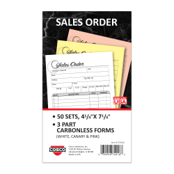 COSCO Sales Order Form Book With Slip, 2-Part Carbonless, 4-1/4in x 7-1/4in, Artistic, 50 Sets